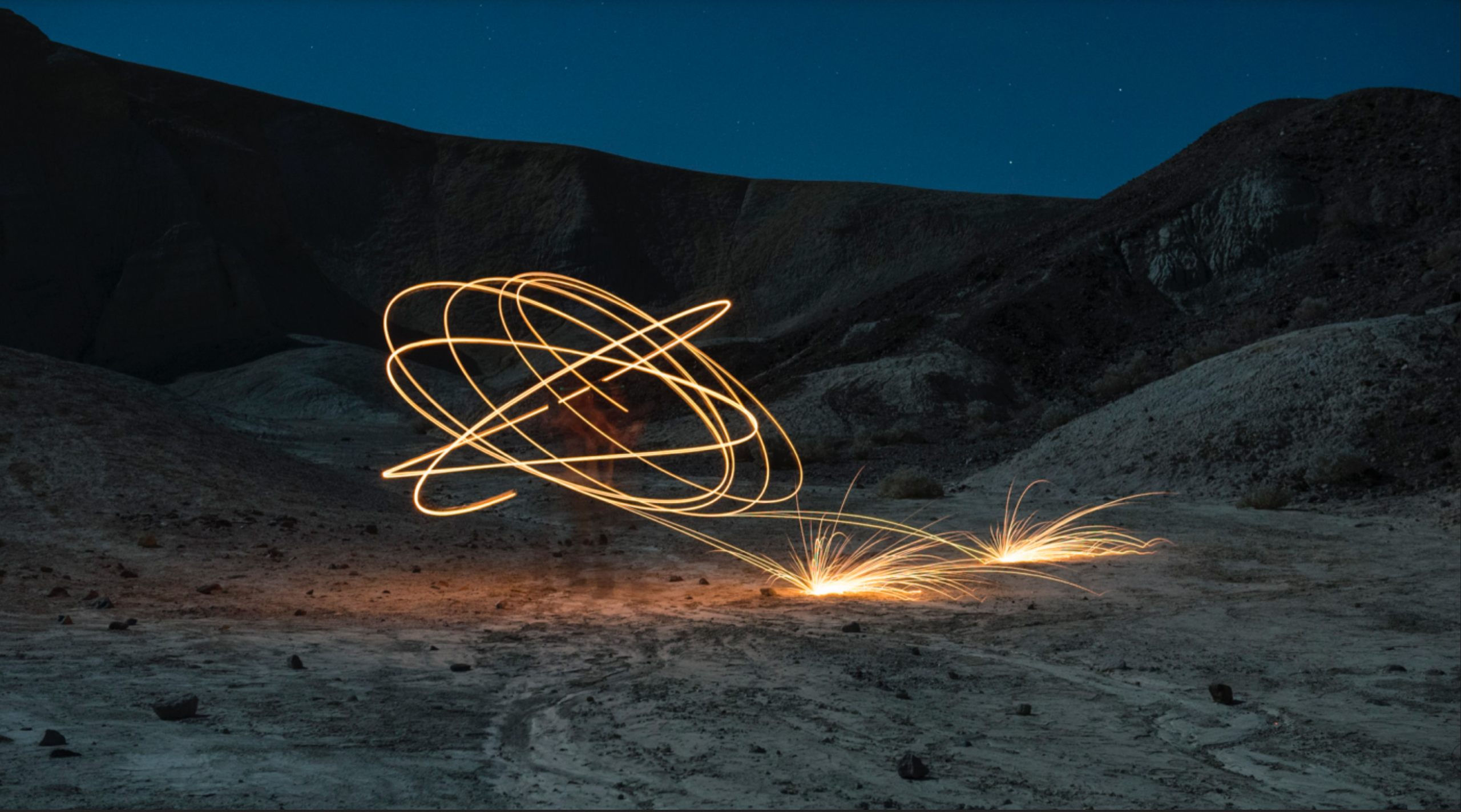 Sparks lighting up Death Valley National Park. Long exposure by Jonathan Costello Photography